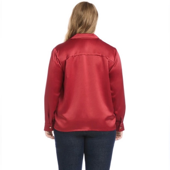 Karen Kane Satin Button-Up Long Sleeve Shirt Sz 1X - Picture 3 of 13